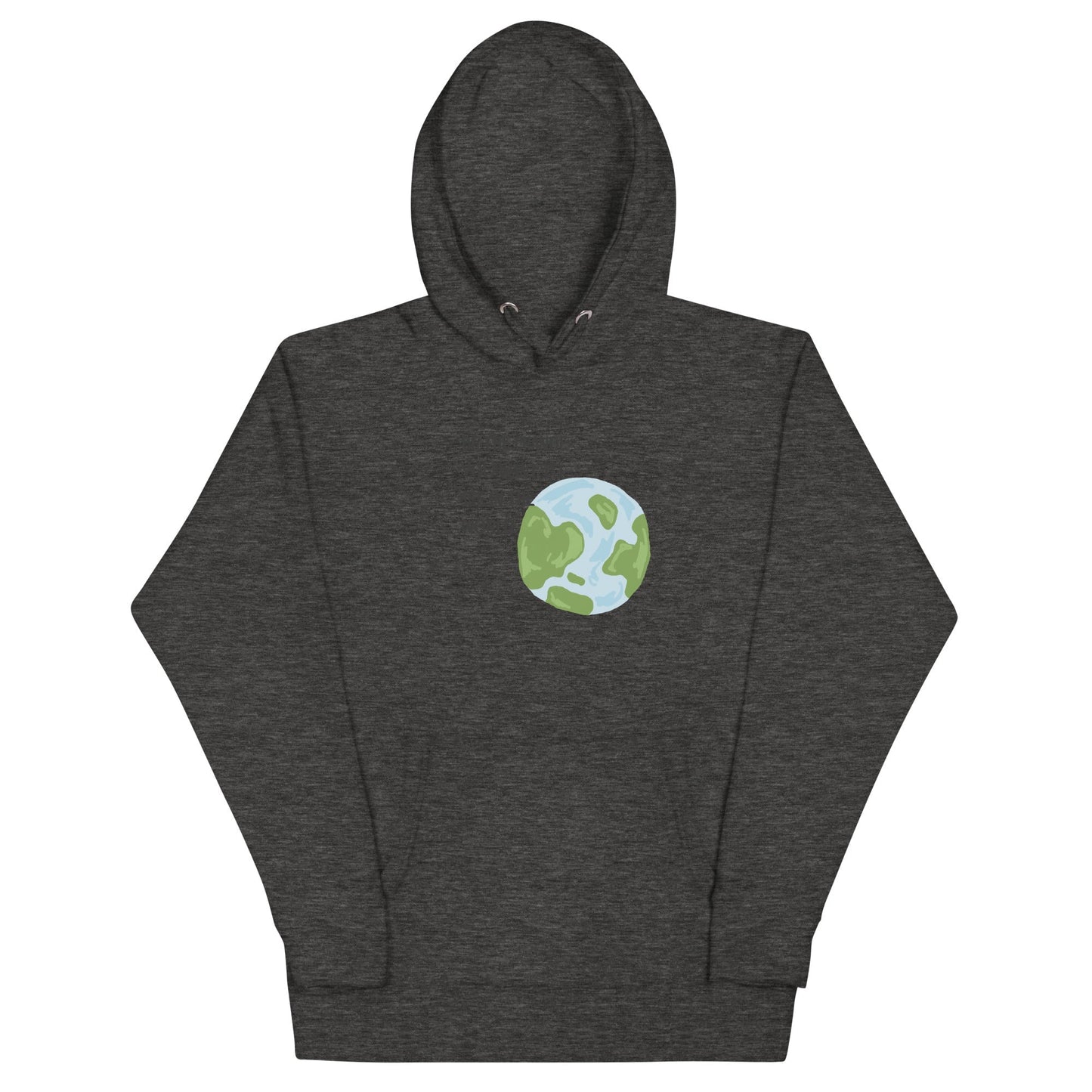 Change Signal Hoodie - Left Placement image 2 in Charcoal Heather, size M, showing front view for the Be the Change design.