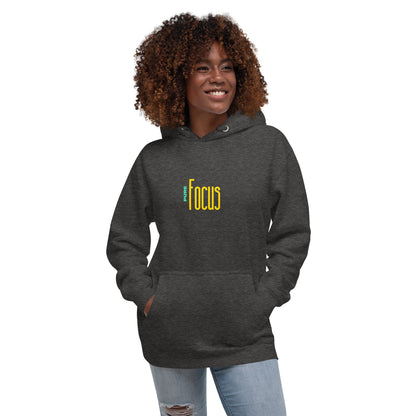 Image 7 of Navy Blazer Focusline Hoodie - Left Placement, size S, with Pure Focus artwork visible in front view.
