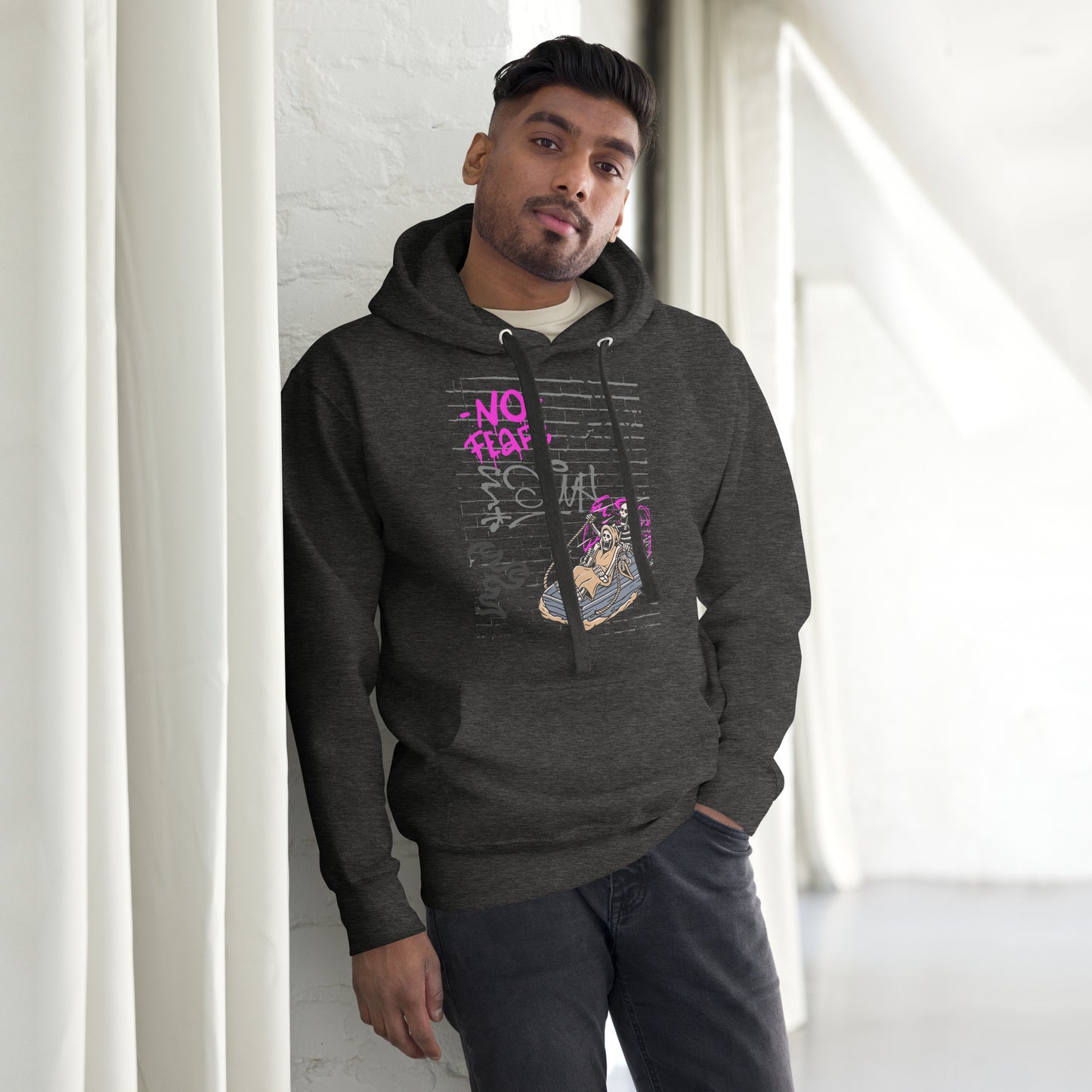 Fearless Hoodie - Left Placement image 7 in Navy Blazer, size M, showing front view for the No Fear design.