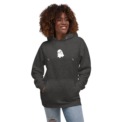 Boo Luxe Hoodie - Left Placement image 9 in Charcoal Heather, size XL, showing front view for the Fa Boo Lous design.