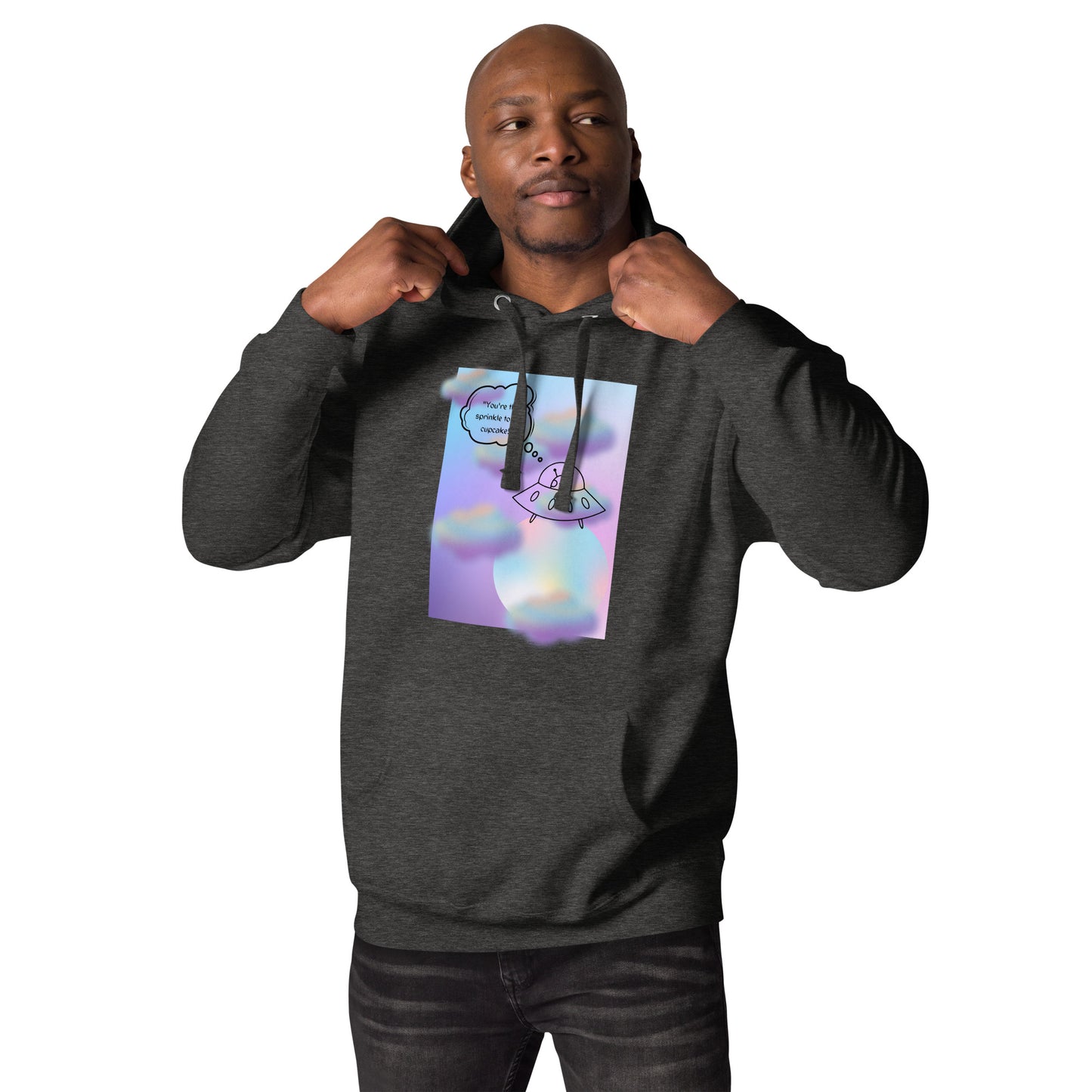 Sprinkle Theory Hoodie - Left Placement image 7: Navy Blazer version, size S with front view of the You're the Sprinkle to My Cupcake range.