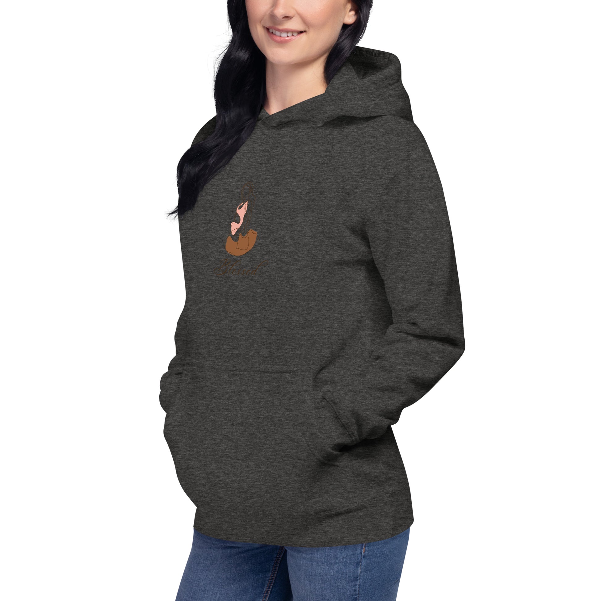 Grace Mark Hoodie - Left Placement by R.A. Apparel, image 12, front view, left-side angle, Navy Blazer, size 3XL, left placement.