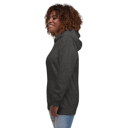 Growthline Hoodie - Left Placement image 15: Charcoal Heather version, size L with front view, left-side angle of the Growth range.