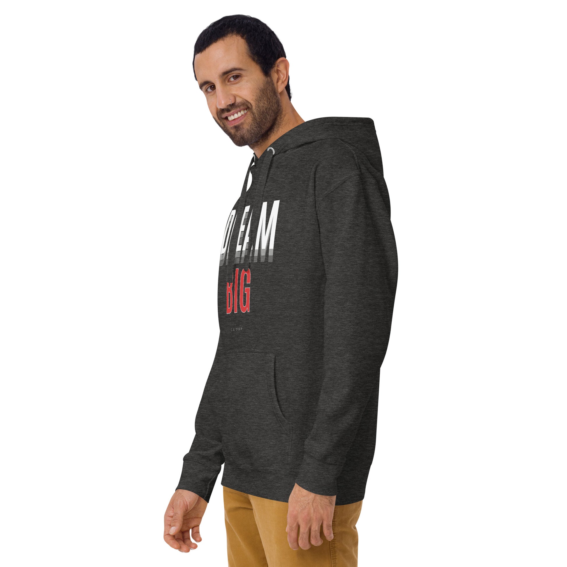 Skyline Dream Hoodie - Left Placement image 11: Maroon version, size S with front view, left-side angle of the Dream Big range.