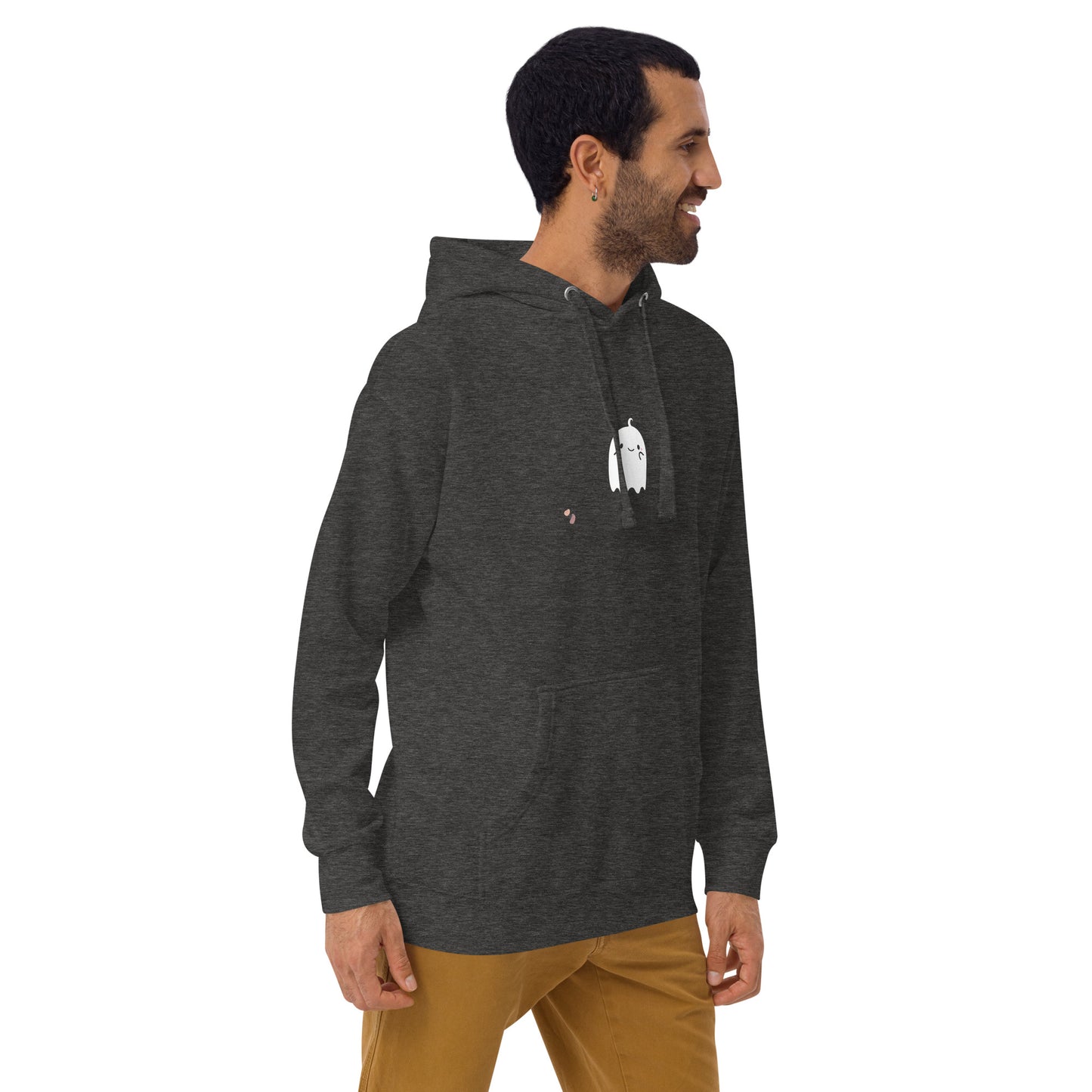 Cute Haunt Hoodie - Left Placement product image 16 in Maroon, size XL, with front view, right-side angle and left placement.