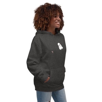 Boo Luxe Hoodie - Left Placement product image 12 in Vintage Black, size M, with front view, right-side angle and left placement.