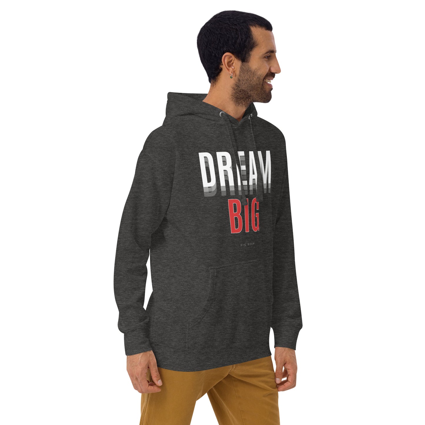 Skyline Dream Hoodie - Left Placement image 12: Maroon version, size M with front view, right-side angle of the Dream Big range.