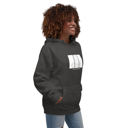Ever After Hoodie - Left Placement image 16: Maroon version, size XL with front view, right-side angle of the Happily Ever After range.