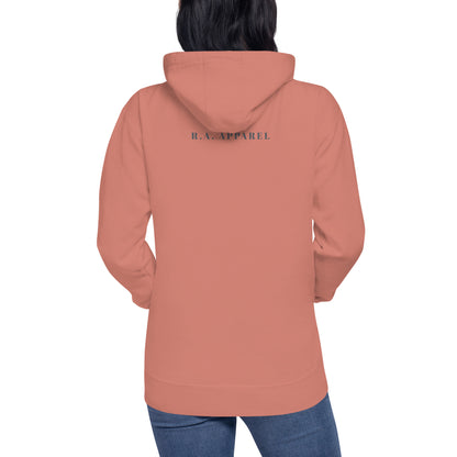 Grace Mark Hoodie - Left Placement product image 20 in Charcoal Heather, size M, with back view and left placement.