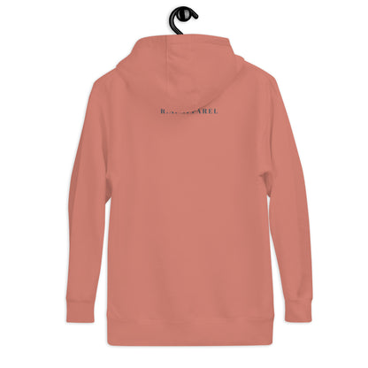 Sweet Minimal Hoodie - Left Placement by R.A. Apparel, image 15, back view, Maroon, size L, left placement.