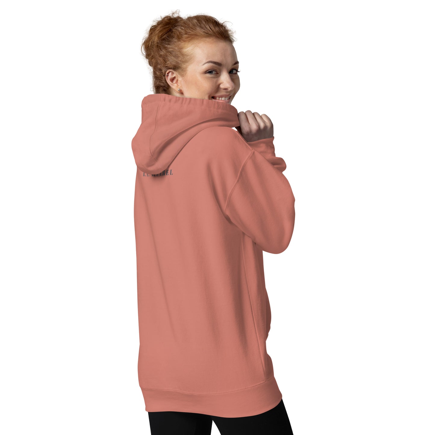 Noir Edge Hoodie - Left Placement product image 14 in Maroon, size M, with back view and left placement.