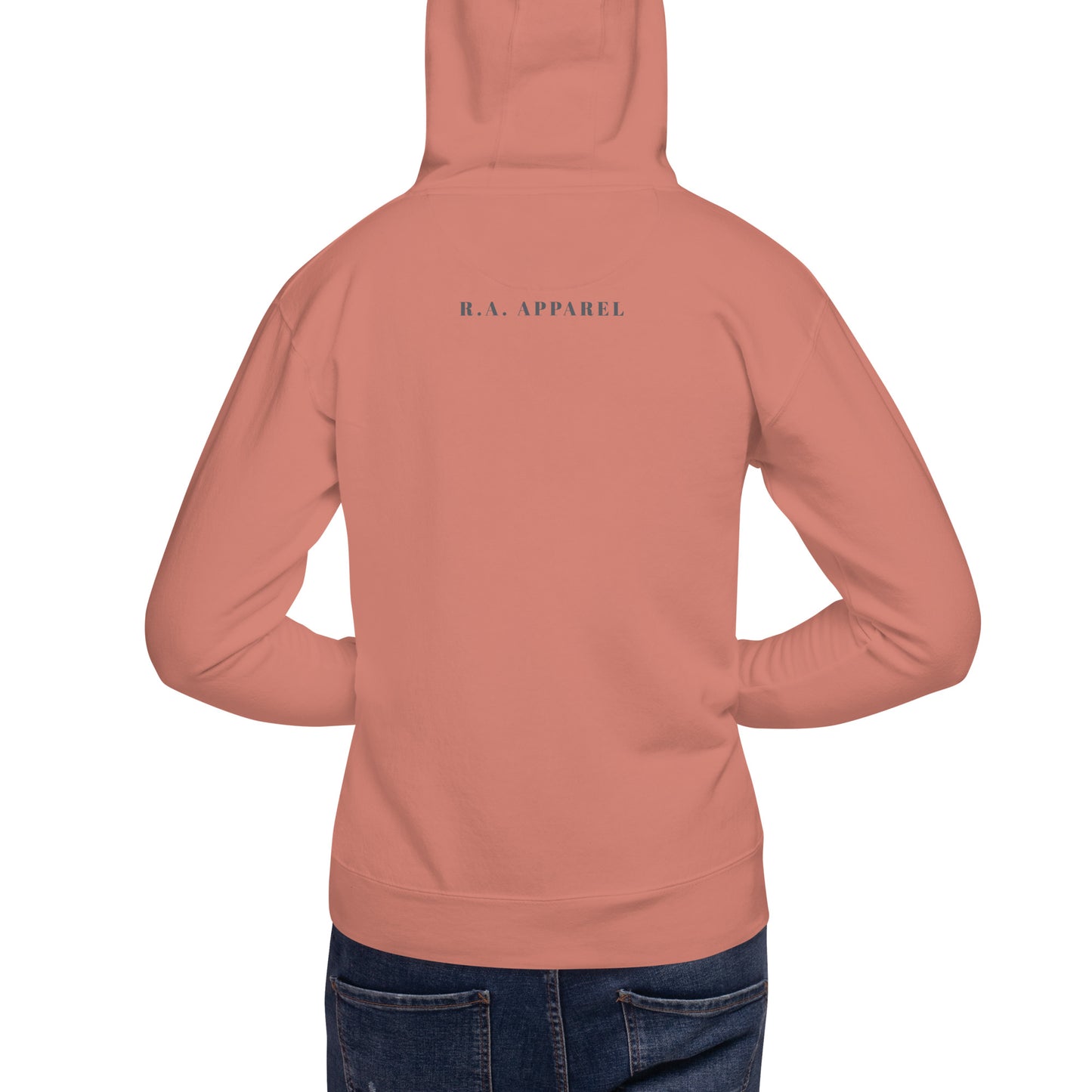 Petaline Hoodie - Left Placement 51 by R.A. Apparel, image 12, back view, Navy Blazer, size 3XL, left placement.