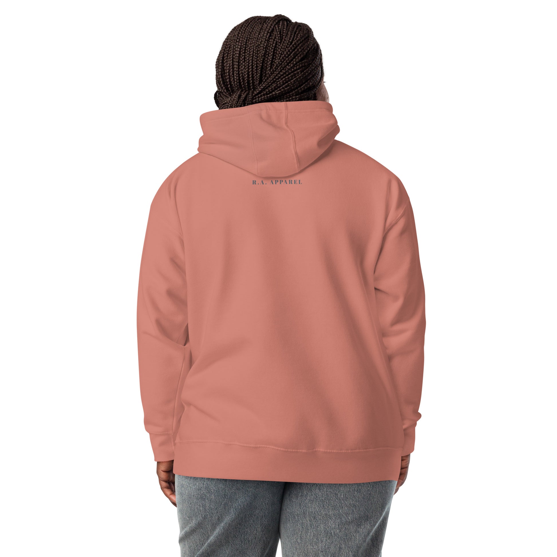 Human Form Hoodie - Left Placement product image 12 in Maroon, size M, with back view and left placement.