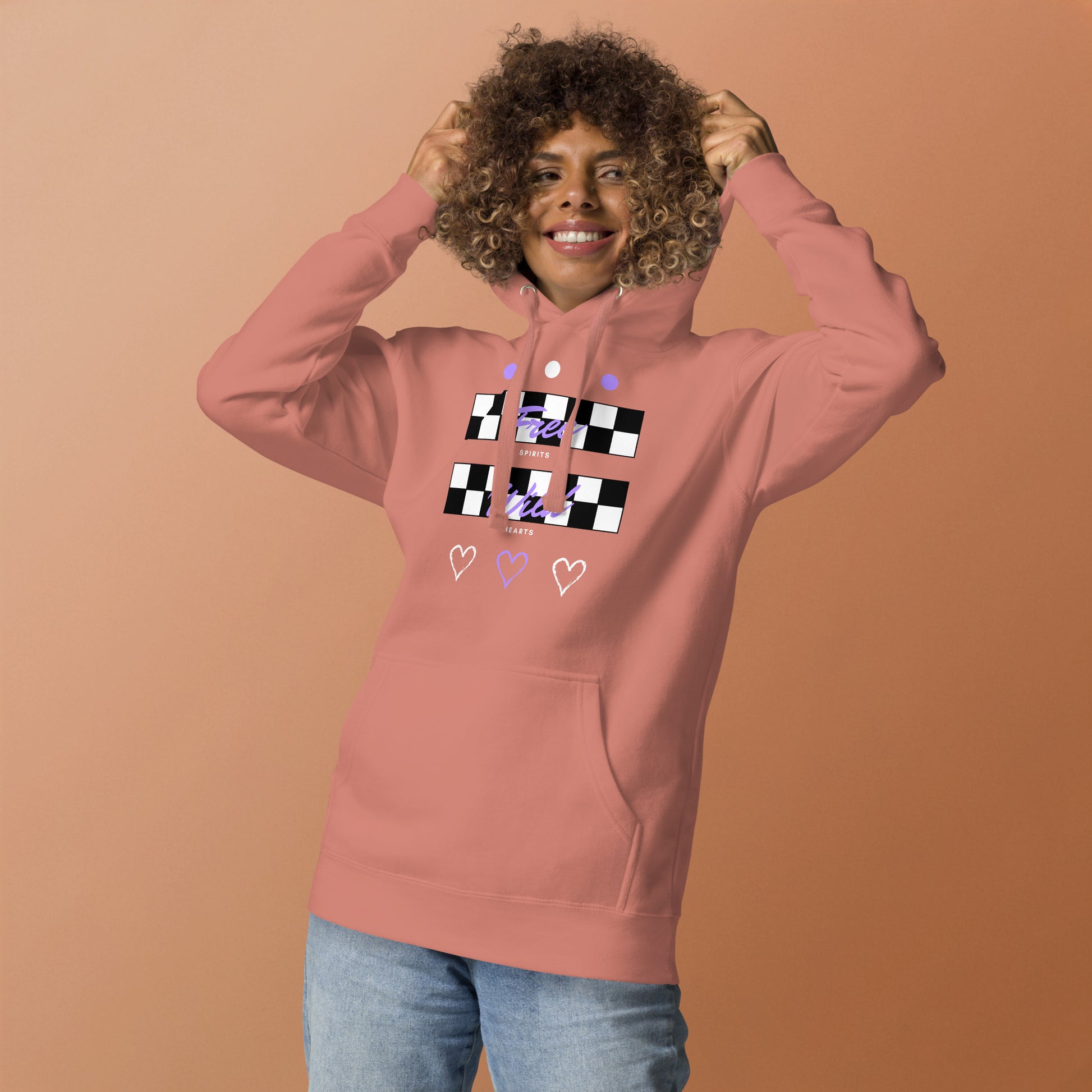 Freeborne Hoodie - Left Placement image 18 in Vintage Black, size M, showing front view for the Free Spirits design.
