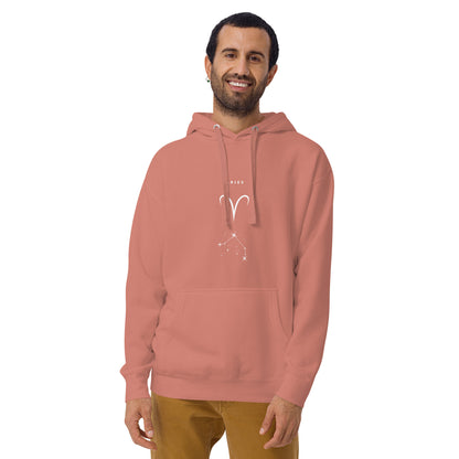 Image 19 of Charcoal Heather Marsborne Hoodie - Left Placement, size S, with Aries artwork visible in front view.