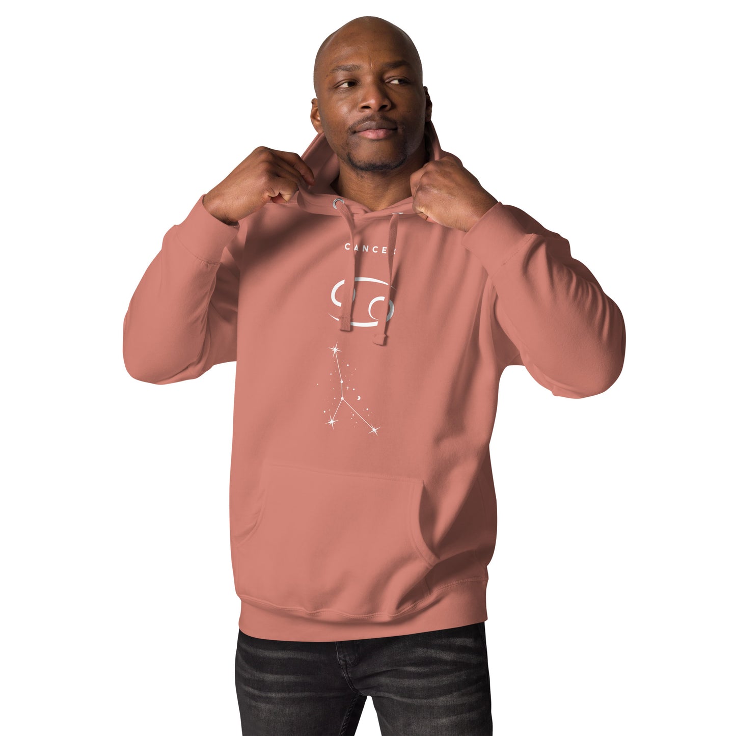Moonhaven Hoodie image 23: Charcoal Heather version, size 2XL with front view of the Cancer range.
