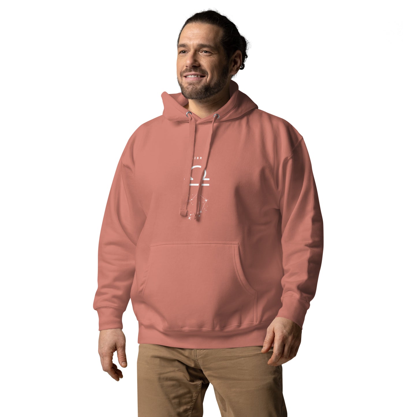 Balance Court Hoodie - Left Placement image 35 in Military Green, size L, showing front view, left-side angle for the Libra design.