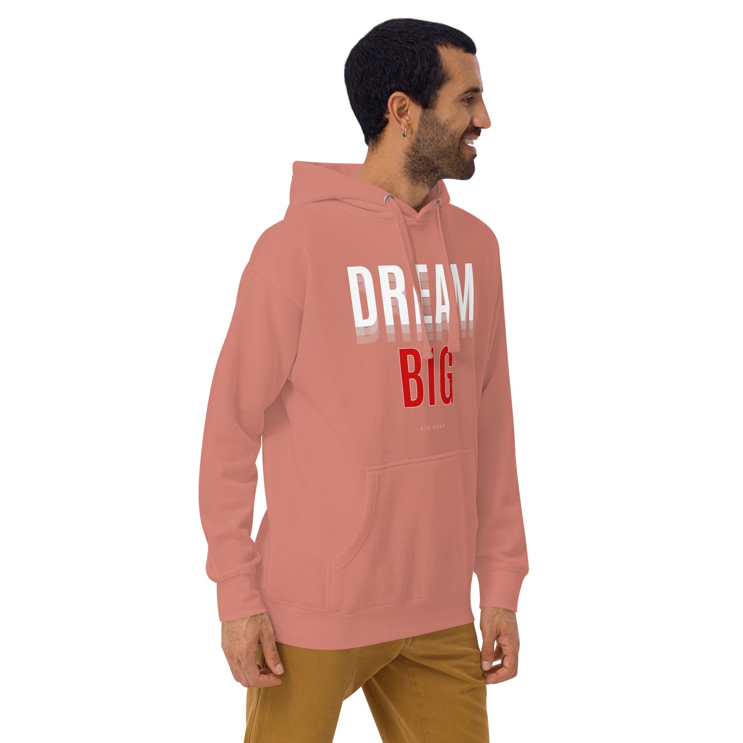 Image 24 of Vintage Black Skyline Dream Hoodie - Left Placement, size XL, with Dream Big artwork visible in front view, right-side angle.