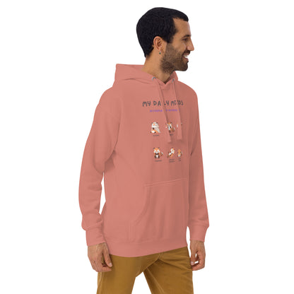 Mood Diary Hoodie - Left Placement by R.A. Apparel, image 28, front view, right-side angle, Purple, size XL, left placement.