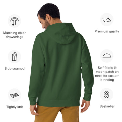 After Five Hoodie - Left Placement by R.A. Apparel, image 15, back view, selected colour, left placement.