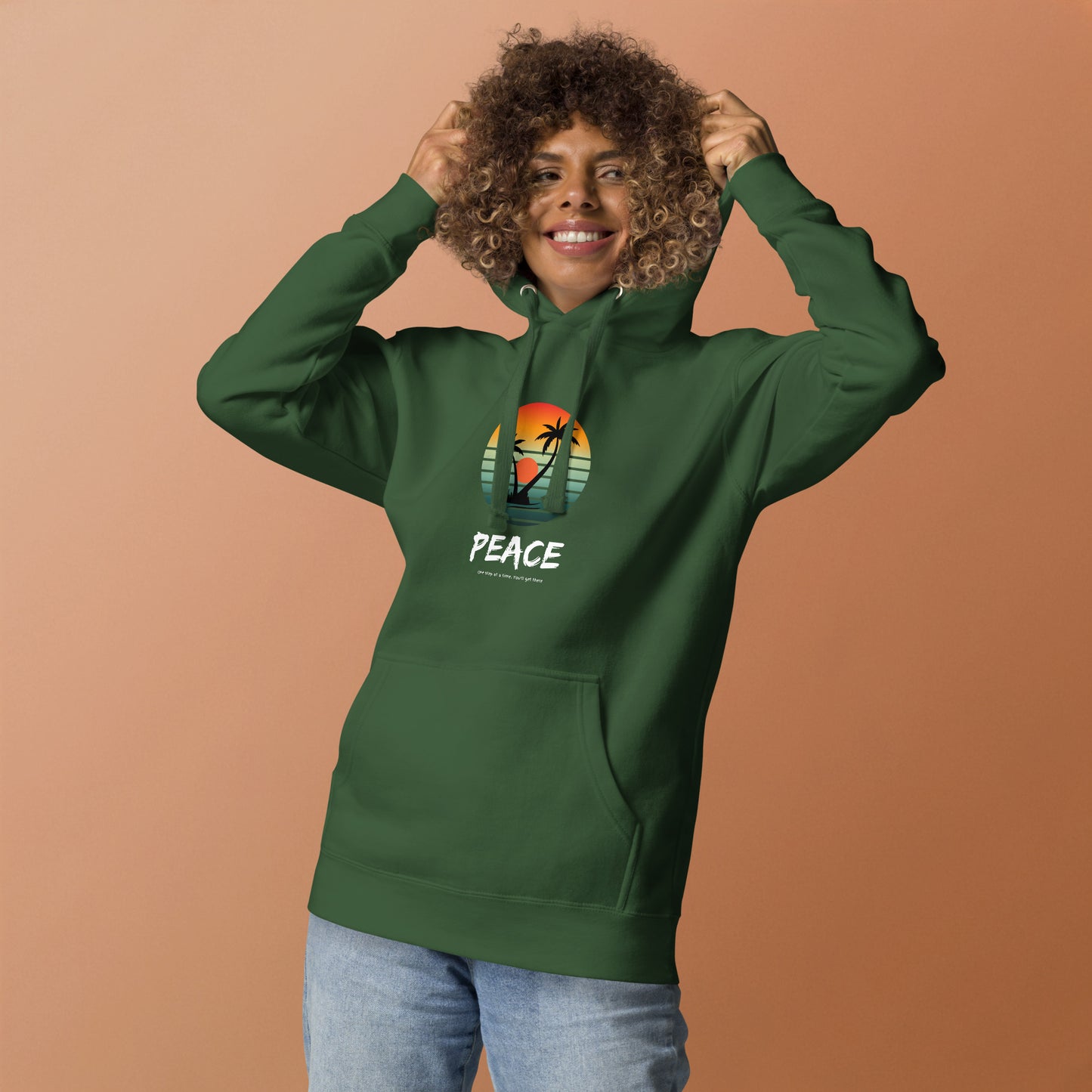 Quiet Peace Hoodie - Left Placement image 21 in Charcoal Heather, size L, showing front view for the Peace design.