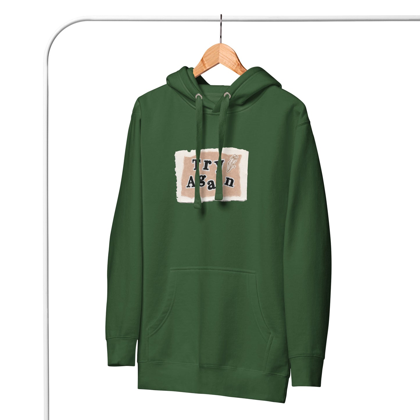 Retry Hoodie - Left Placement by R.A. Apparel, image 21, front view, Charcoal Heather, size L, left placement.