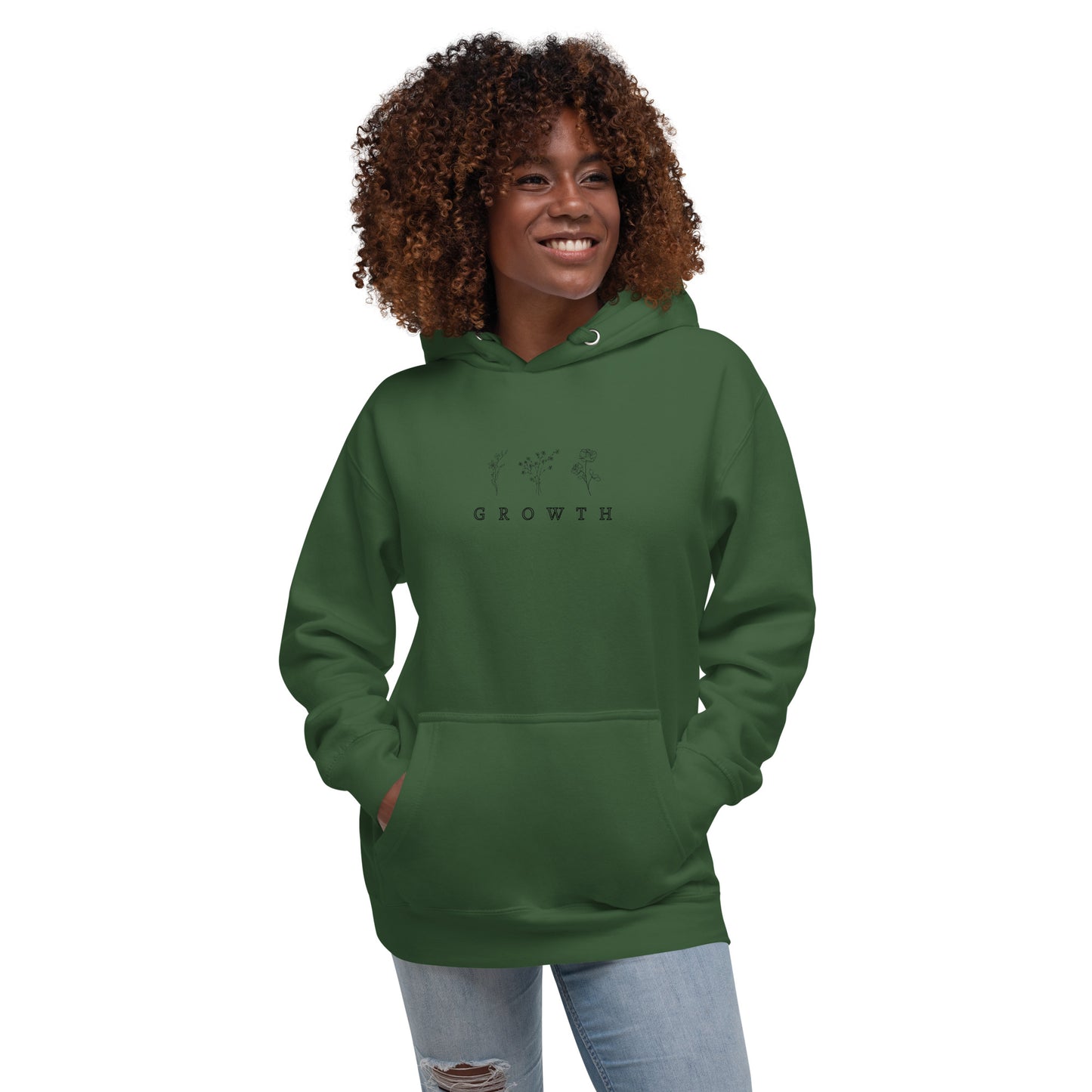 Growthline Hoodie - Left Placement product image 45 in Carbon Grey, size S, with front view and left placement.