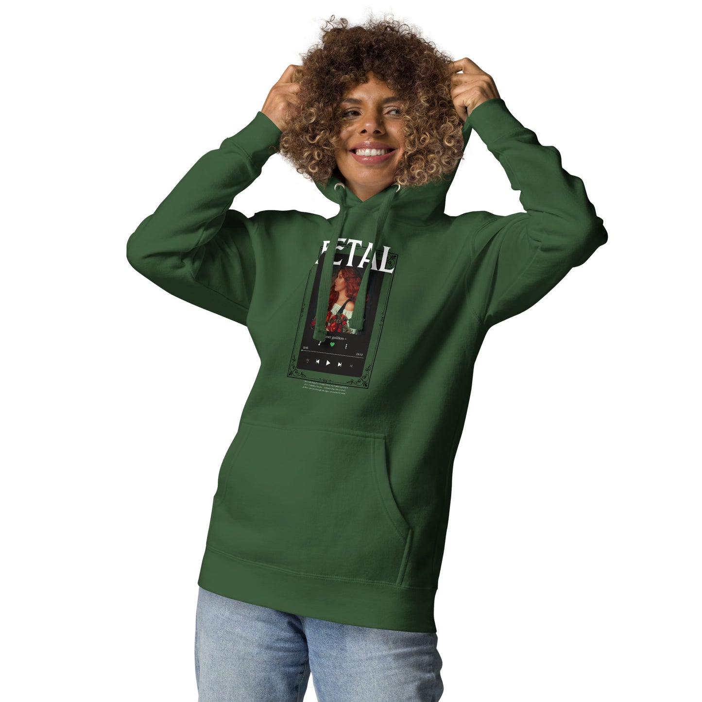 Petaline Hoodie - Left Placement 52 image 21 in Charcoal Heather, size L, showing front view for the Petal design.