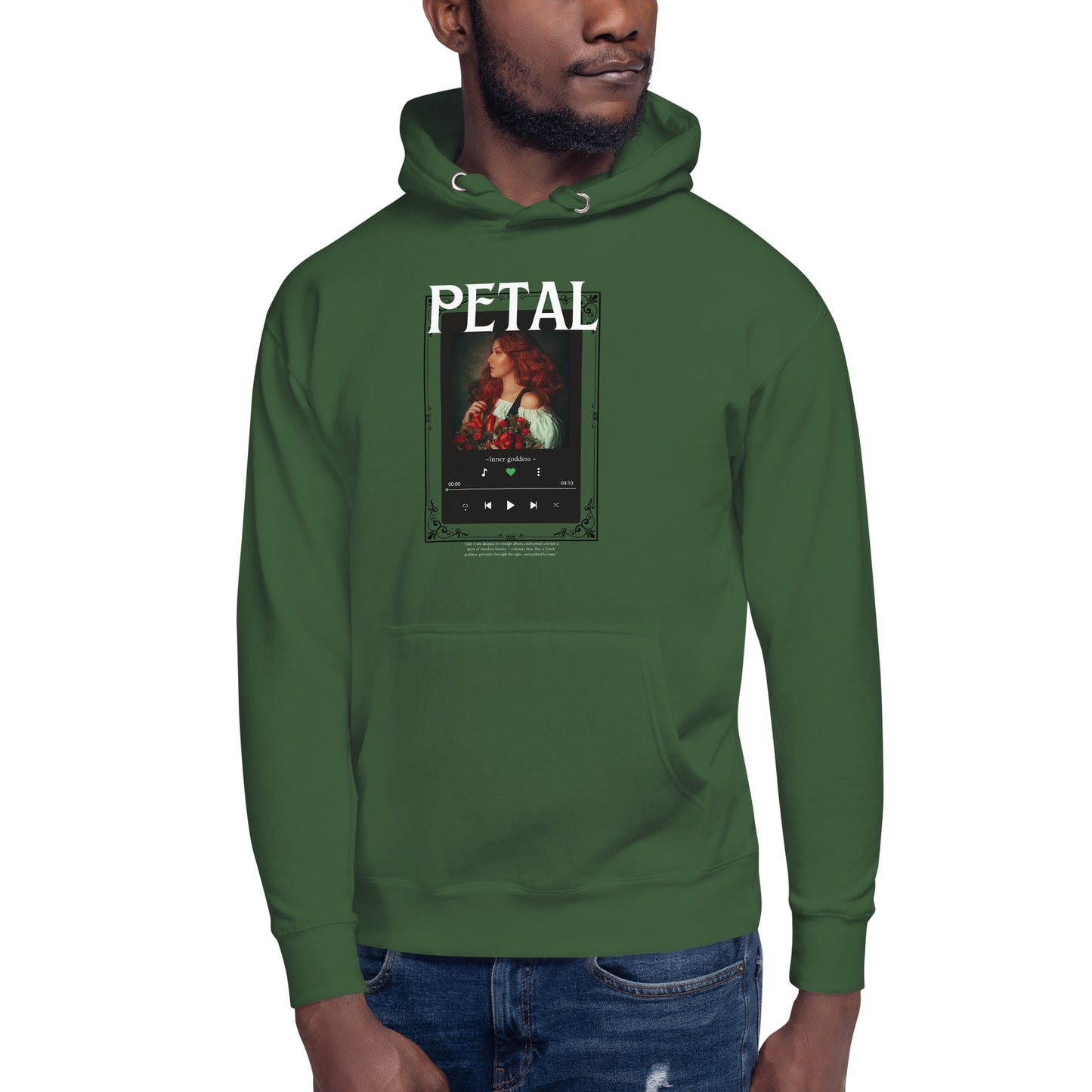 Petaline Hoodie - Left Placement 51 by R.A. Apparel, image 25, front view, Vintage Black, size S, left placement.