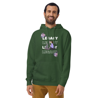 Heirloom Hoodie - Left Placement by R.A. Apparel, image 31, front view, Forest Green, size L, left placement.