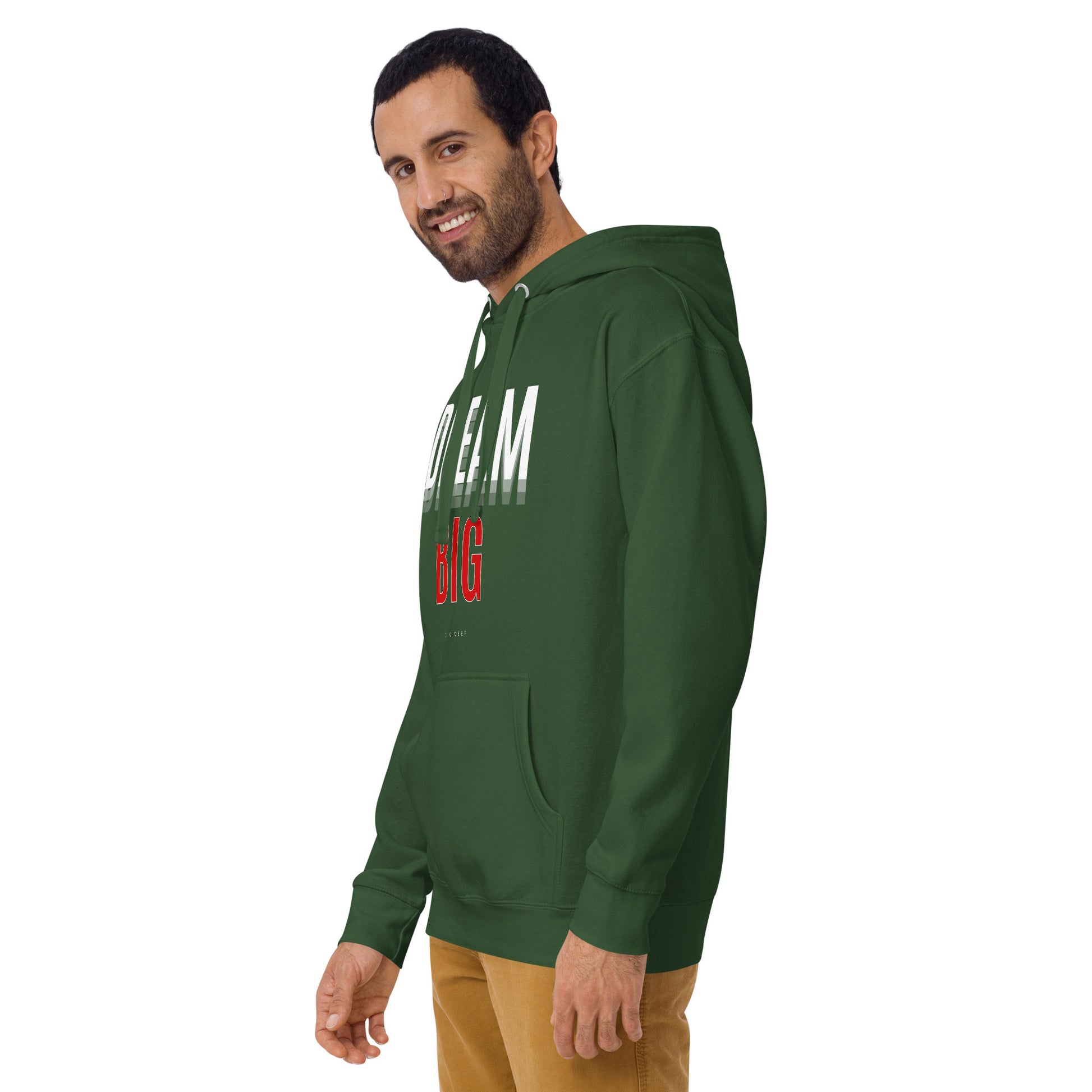 Skyline Dream Hoodie - Left Placement product image 43 in Military Green, size L, with front view, left-side angle and left placement.