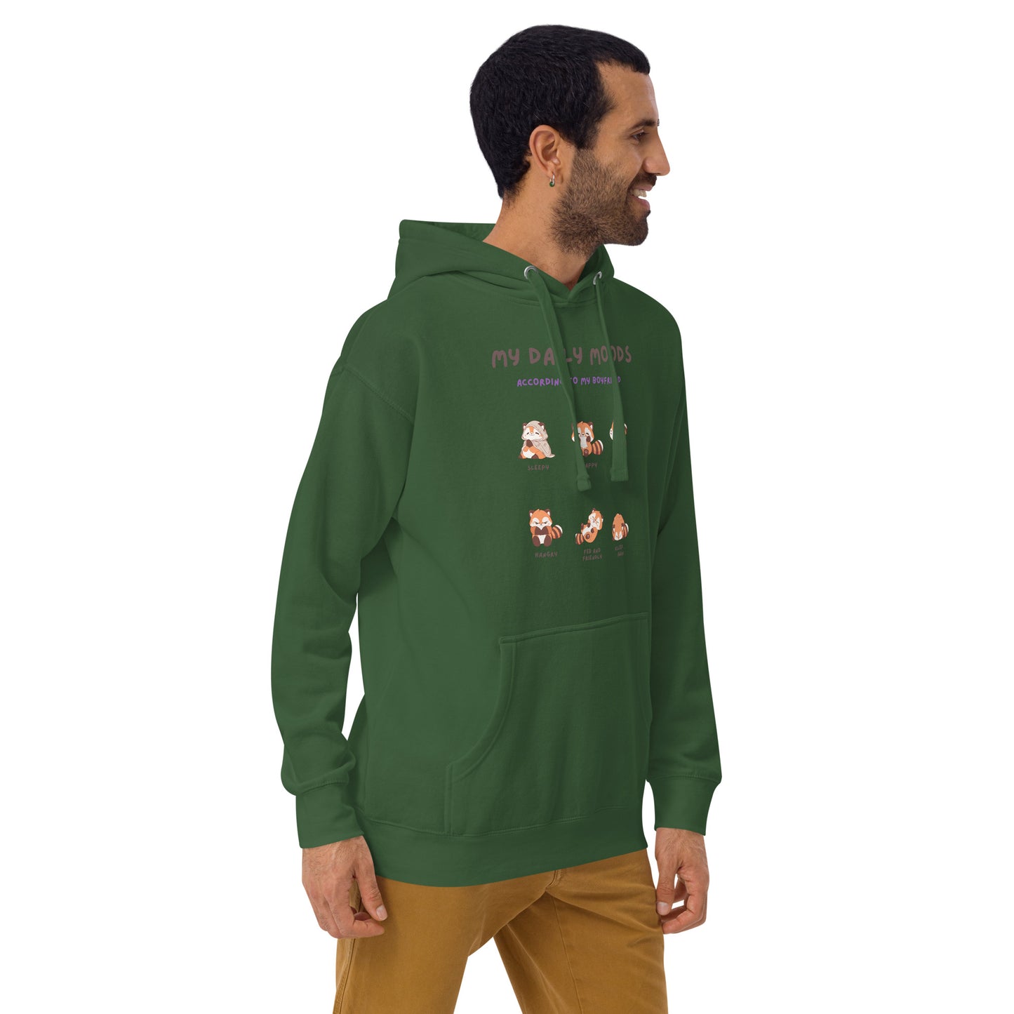 Mood Diary Hoodie - Left Placement product image 48 in Carbon Grey, size XL, with front view, right-side angle and left placement.