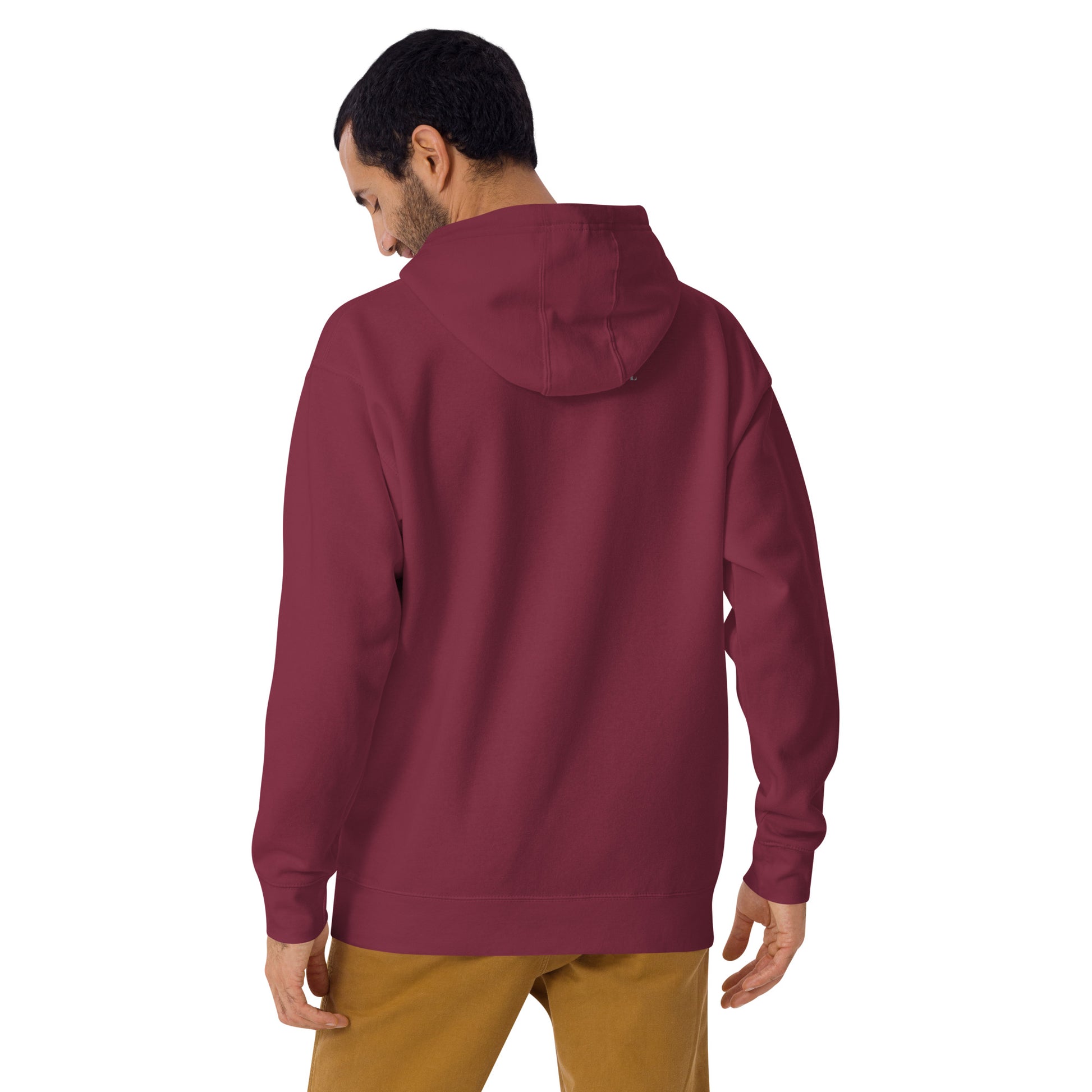 Workrate Hoodie - Left Placement by R.A. Apparel, image 8, back view, Navy Blazer, size M, left placement.