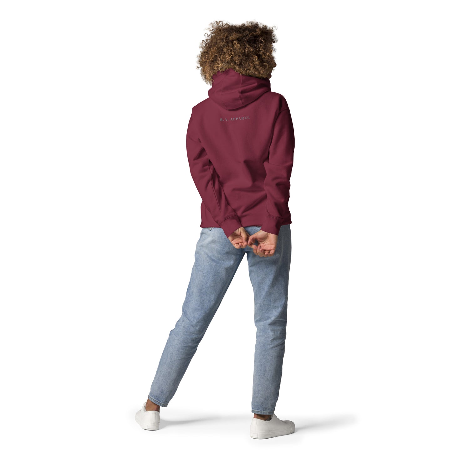 Petaline Hoodie - Left Placement 52 by R.A. Apparel, image 8, back view, Navy Blazer, size M, left placement.