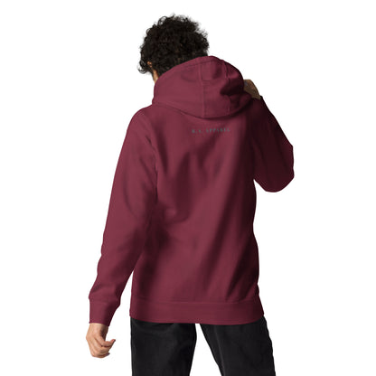 Solmane Hoodie - Left Placement by R.A. Apparel, image 8, back view, Navy Blazer, size L, left placement.