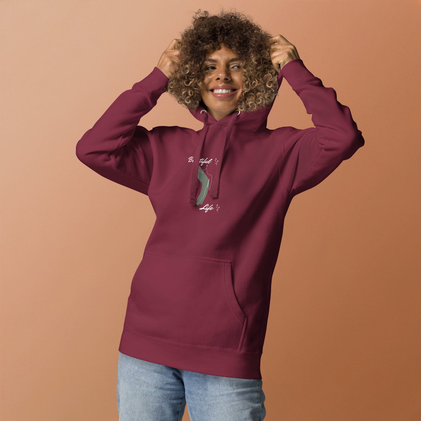 Bellevie Hoodie - Left Placement by R.A. Apparel, image 8, front view, Navy Blazer, size M, left placement.