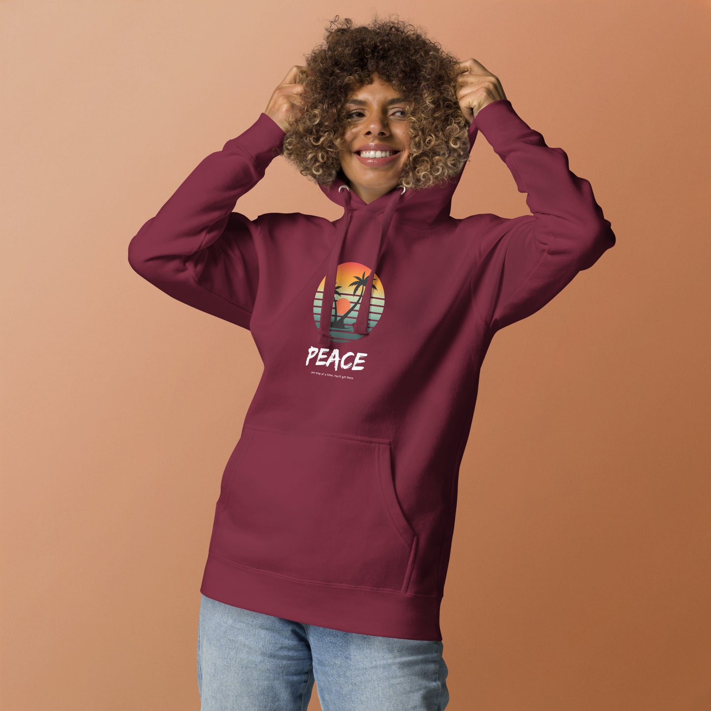 Quiet Peace Hoodie - Left Placement image 7 in Navy Blazer, size S, showing front view for the Peace design.