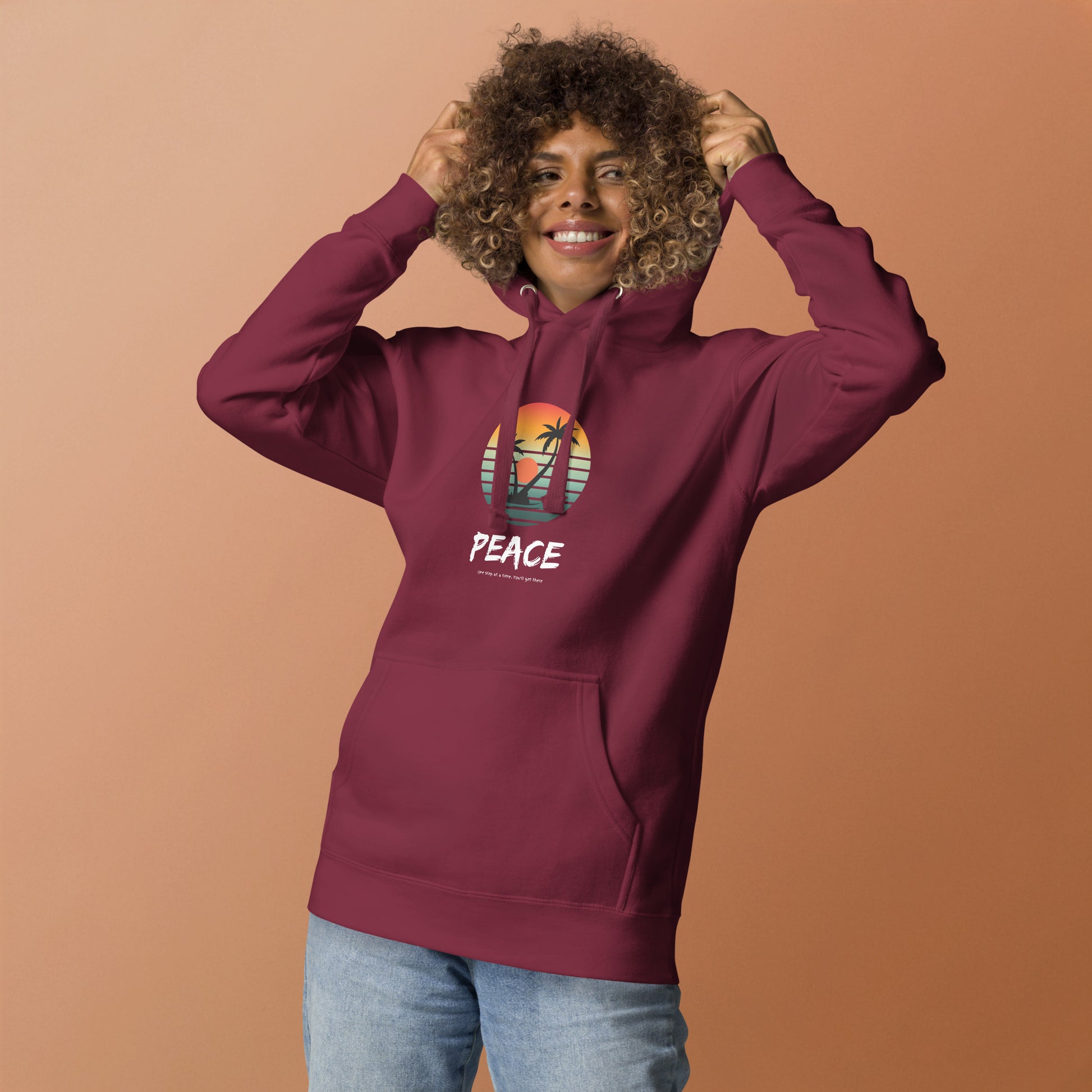 Quiet Peace Hoodie - Left Placement image 7 in Navy Blazer, size S, showing front view for the Peace design.