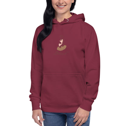 Image 13 of Maroon Grace Mark Hoodie - Left Placement, size S, with Blessed artwork visible in front view.