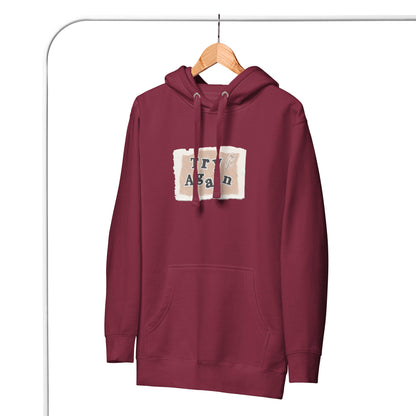 Retry Hoodie - Left Placement image 7 in Navy Blazer, size S, showing front view for the Try Again design.