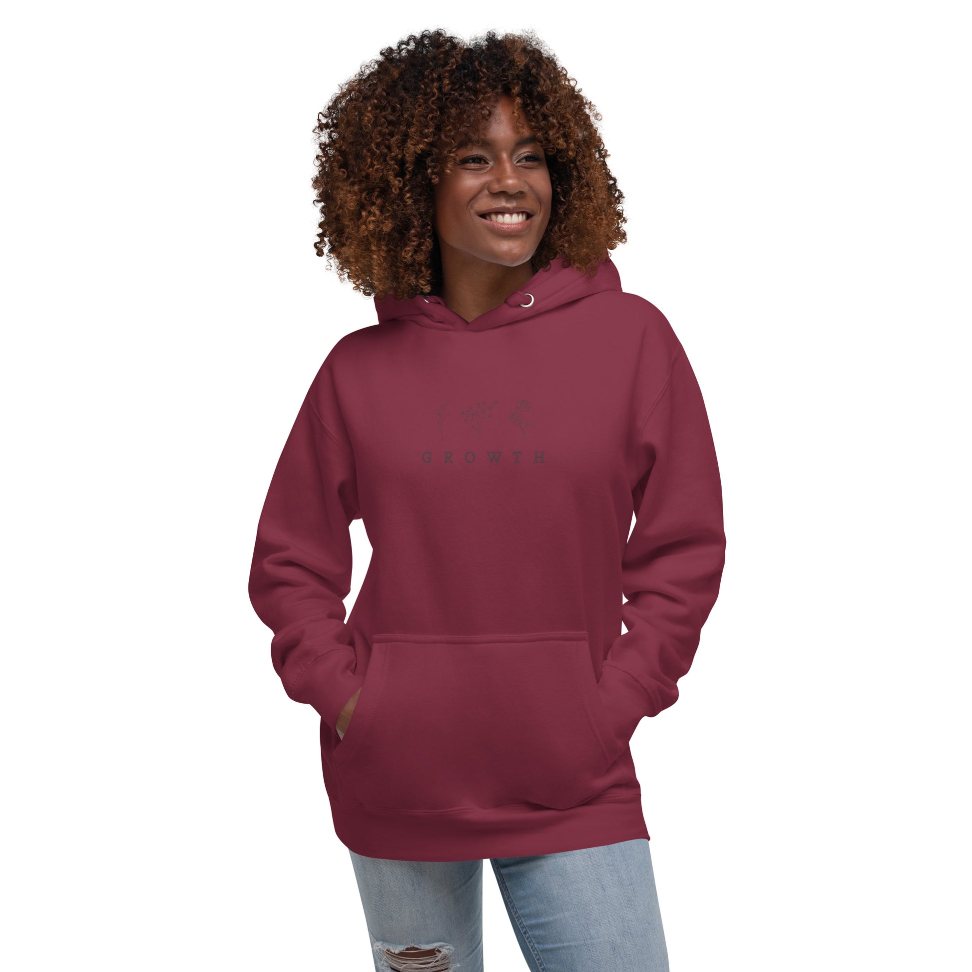Growthline Hoodie - Left Placement product image 17 in Vintage Black, size S, with front view and left placement.