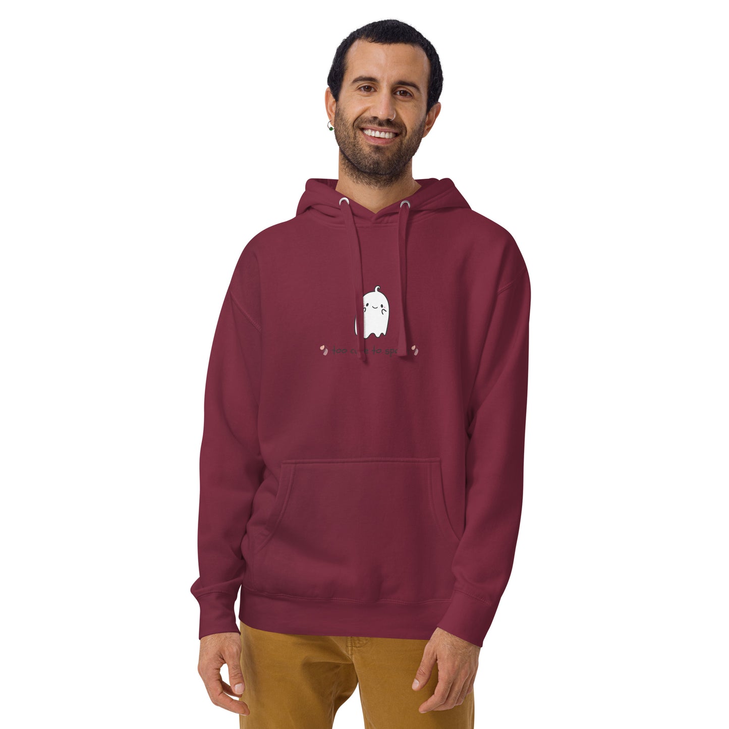 Image 17 of Maroon Cute Haunt Hoodie - Left Placement, size 2XL, with Too Cute to Spook artwork visible in front view.