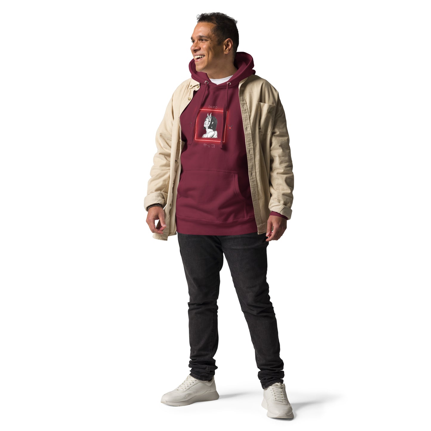 Saiko Hoodie - Left Placement product image 9 in Navy Blazer, size L, with front view and left placement.