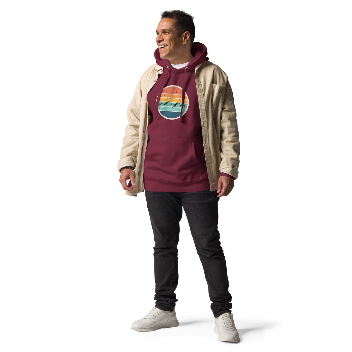 Summitline Hoodie - Left Placement image 9: Navy Blazer version, size L with front view of the Mountain Range range.