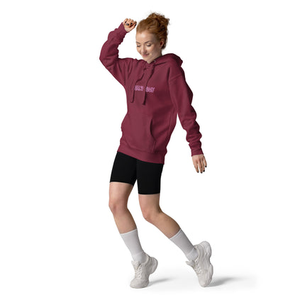 Image 9 of Navy Blazer Noir Edge Hoodie - Left Placement, size L, with Elegant Edge artwork visible in front view.