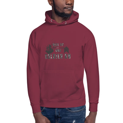 Fortitude Hoodie - Left Placement image 7 in Maroon, size S, showing front view for the Soldier On design.