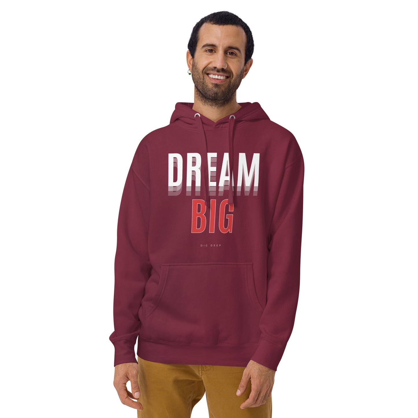 Skyline Dream Hoodie - Left Placement by R.A. Apparel, image 13, front view, Maroon, size L, left placement.