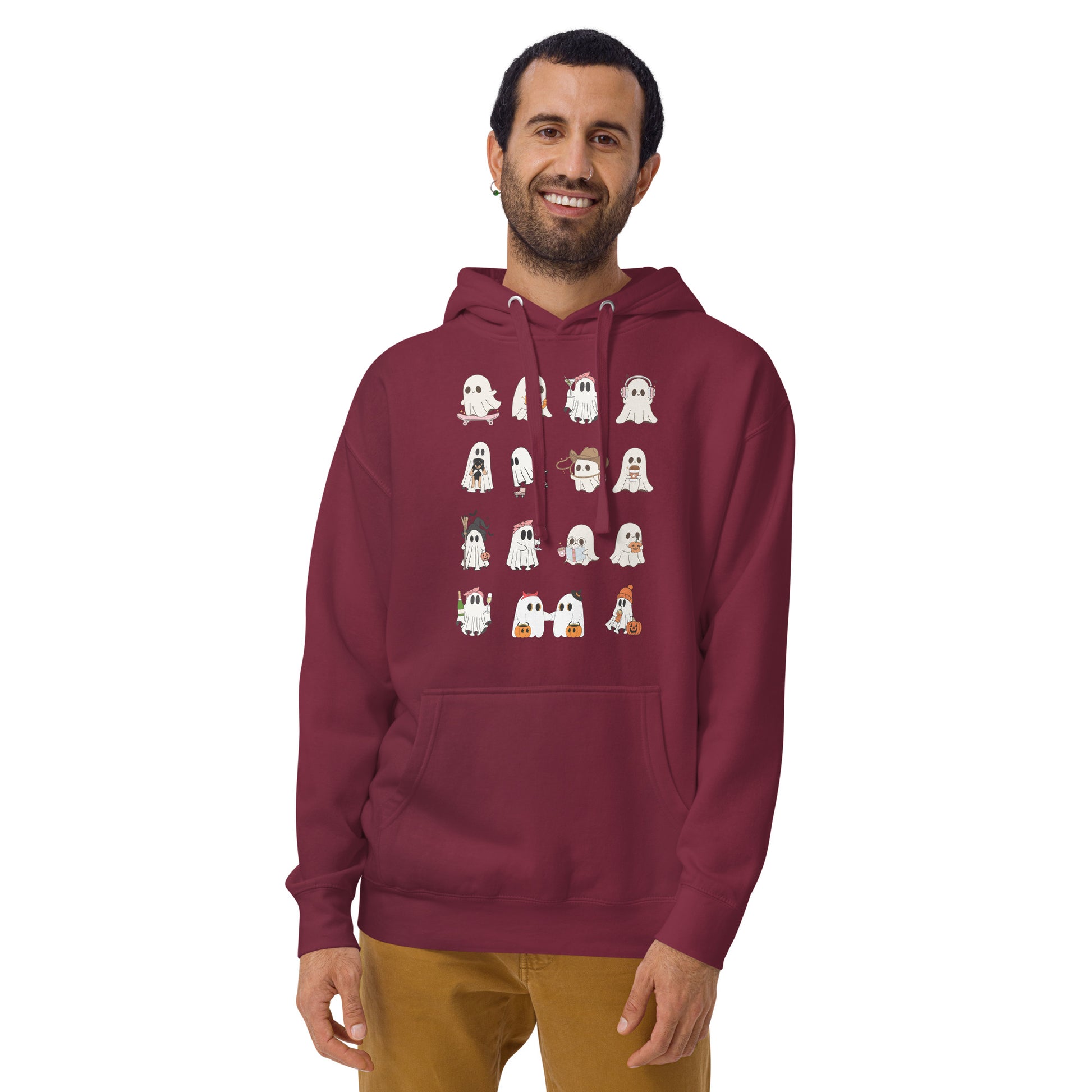 Spectral Hoodie - Left Placement image 17 in Maroon, size 2XL, showing front view for the Ghosts design.