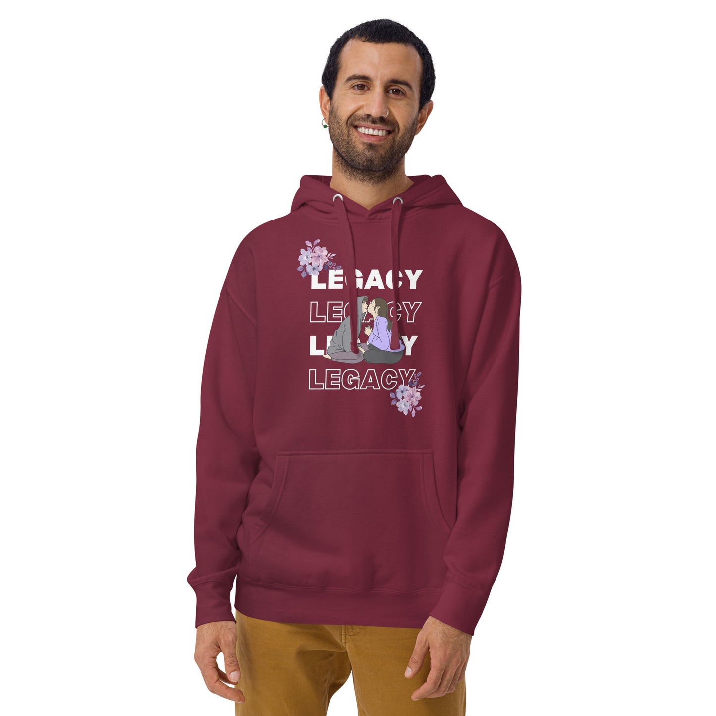 Heirloom Hoodie - Left Placement image 13 in Charcoal Heather, size S, showing front view for the Legacy design.