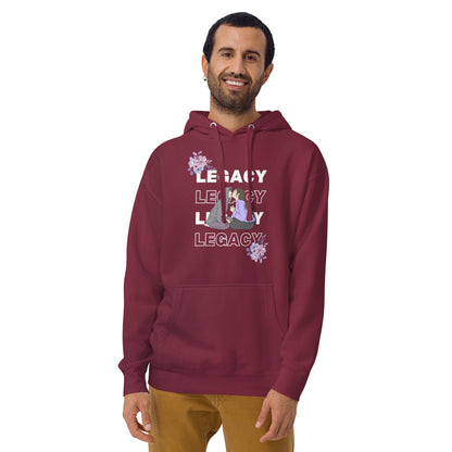 Heirloom Hoodie - Left Placement image 13 in Charcoal Heather, size S, showing front view for the Legacy design.